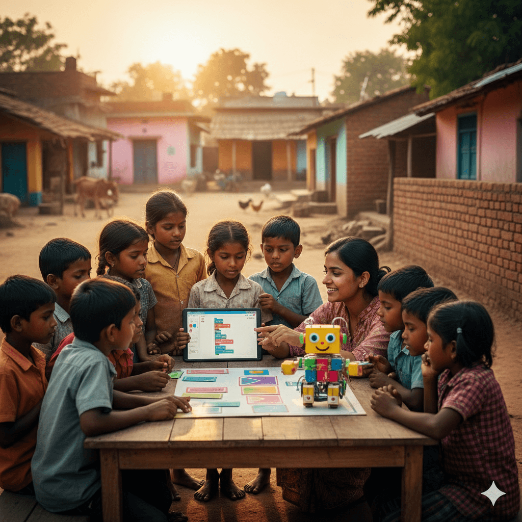 Students learning AI concepts responsibly