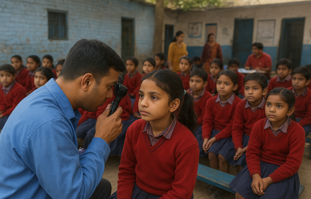 Eye Checkup Camp at MCD School, Nagal Jadwa Gaon